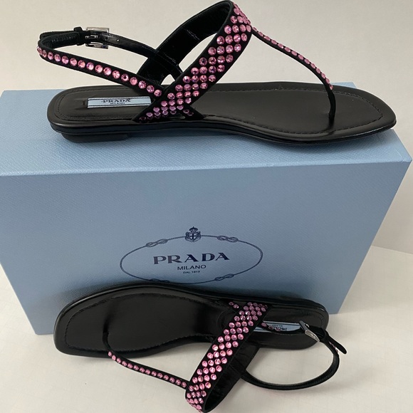 PRADA embellished crystal thong sandal. Sz 38.5. - Picture 3 of 7